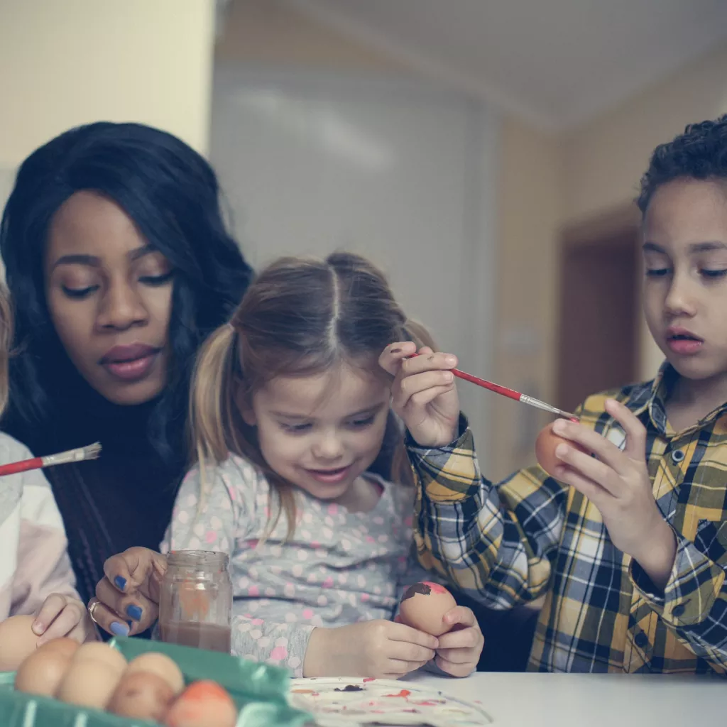 A seasonal family event - egg painting at Easter.
