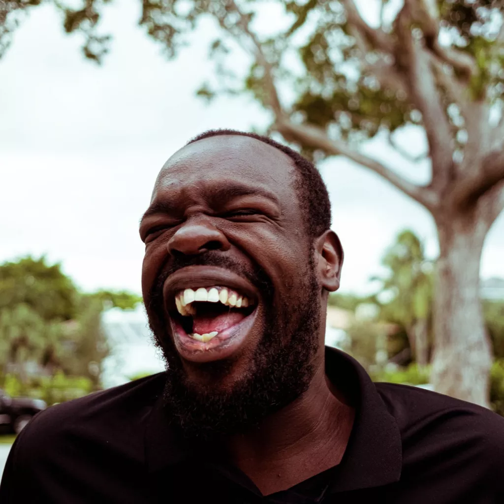 Man laughing.