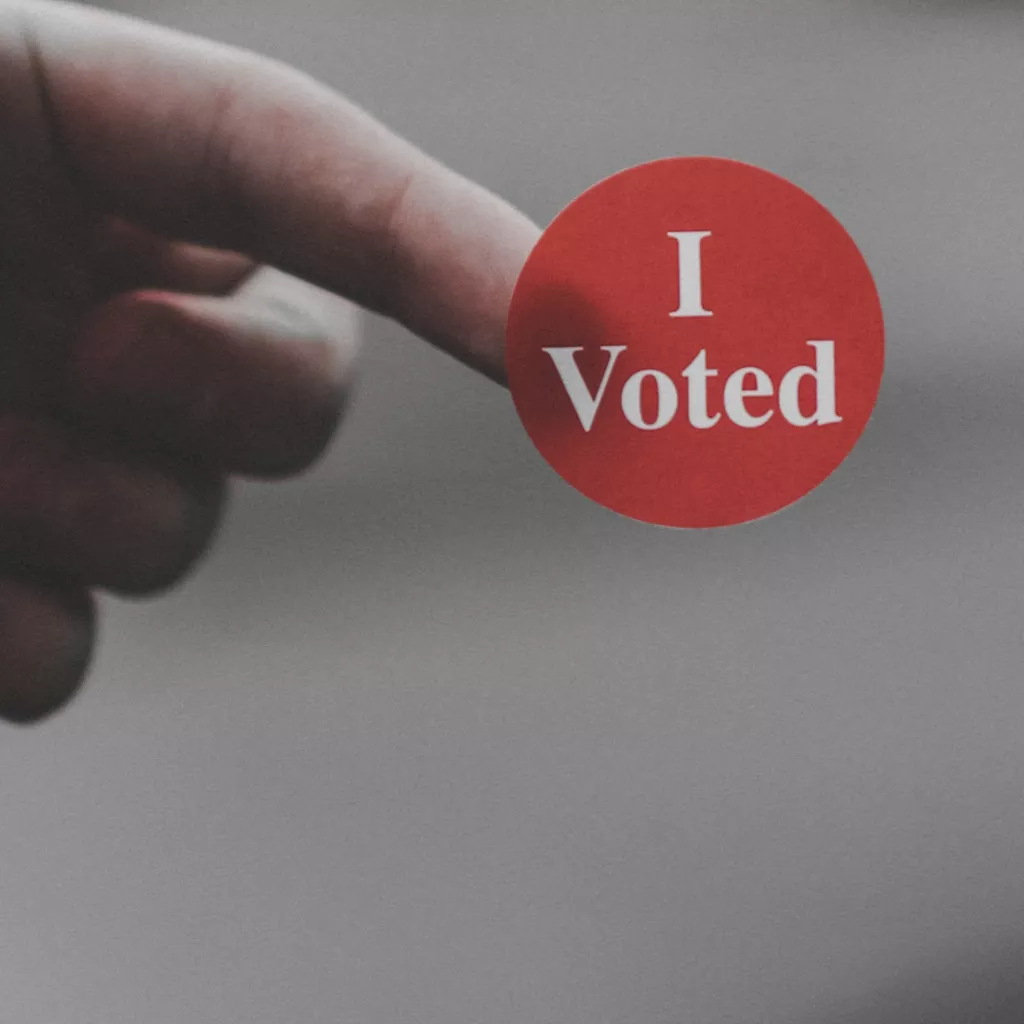 Sticker showing text "I voted".
