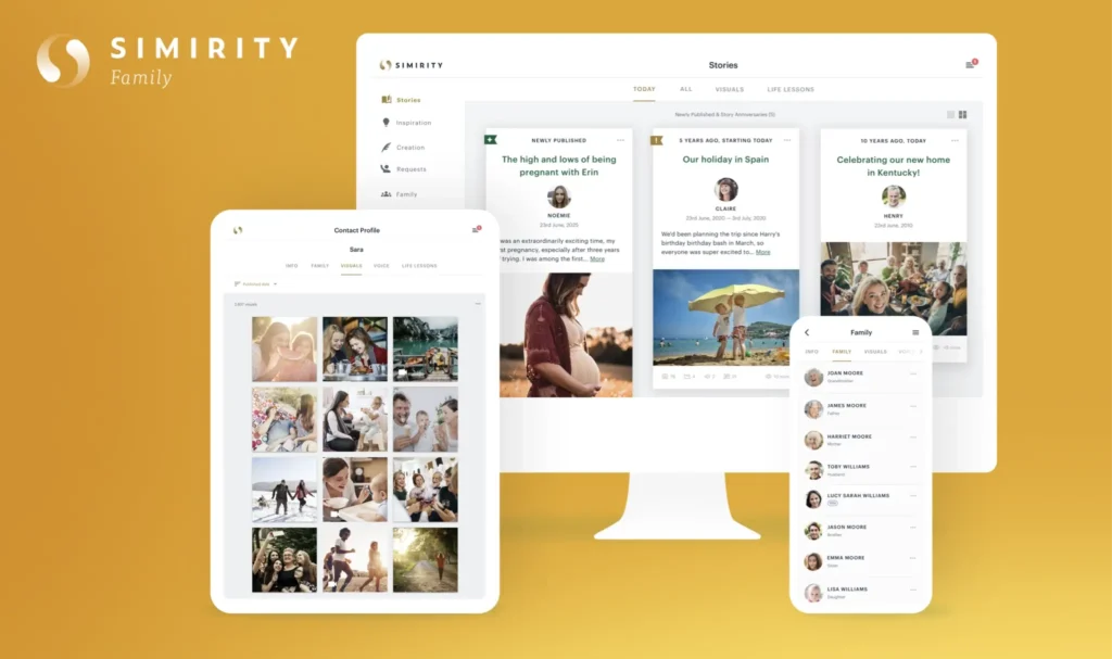 Simirity app, on mobile, tablet and computer